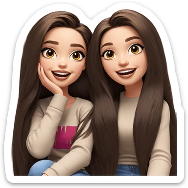 girls smiling with long hair sticker