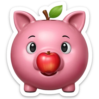 Piggy bank with Apple in mouth sticker