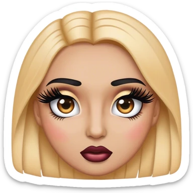 Emoji with super heavy makeup, fake lashes sticker