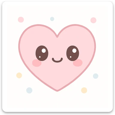 pink heart with a smiling face, kawaii style sticker