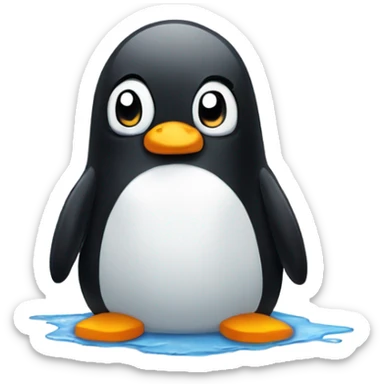Penguin sitting in a puddle of tears sticker