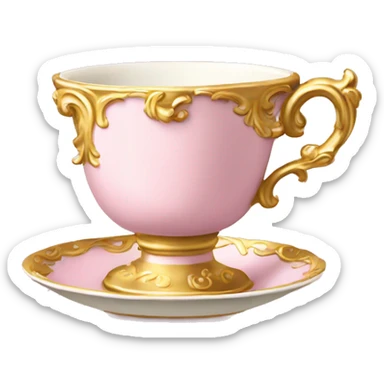 Light pink and gold vintage rococo coffee cup  sticker