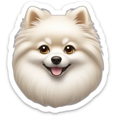 a white cartoon pomeranian sticker