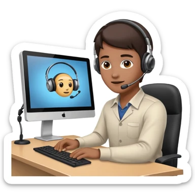 one employee sitting in front of the desk sticker