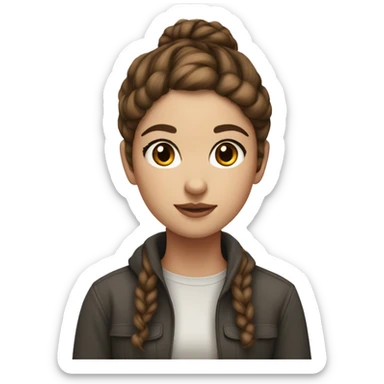 Artist girl whit grey eyes, brown hair, whit buns sticker