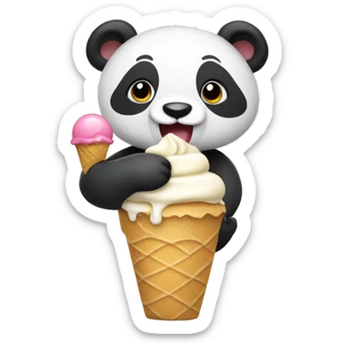 Panda eating ice cream sticker
