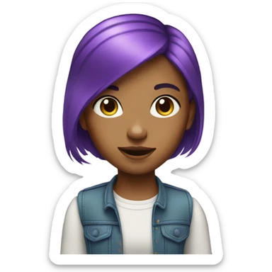 girl kid purple hair sticker