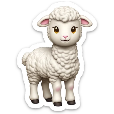 cinematic-[lamb]-realistic-full-body-standing-emoji,-tail-flicking-lazily,-head-tilted-dramatically,-curly-[white]-fur,-simplified-yet-realistic-focused-features,-highly-detailed,-glowing-with-an-almost-sarcastic-glow sticker