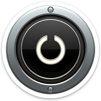 Minimalistic metallic power button emoji, perfect circle, black and white reflective metal, thin glowing outline, flat futuristic design

 sticker