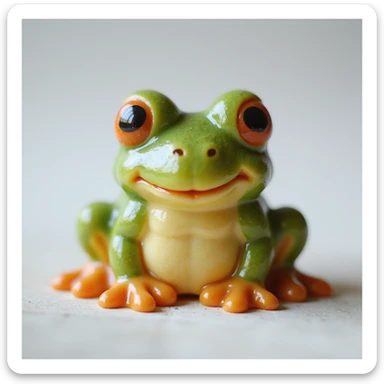 realistic candy shaped like a cute frog, photorealistic style sticker