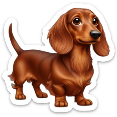 Red long hair dachshund sticker