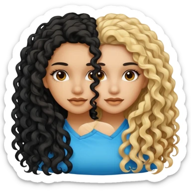 split dye leftside blonde rightside black long curly hair, pretty Latina  bratz baddie sticker