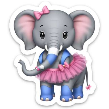 A three legged prima-donna elephant with piercings. sticker