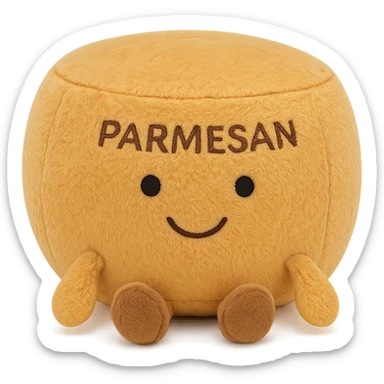 parmesan cheese wheel jellycat stuffed plushie sticker