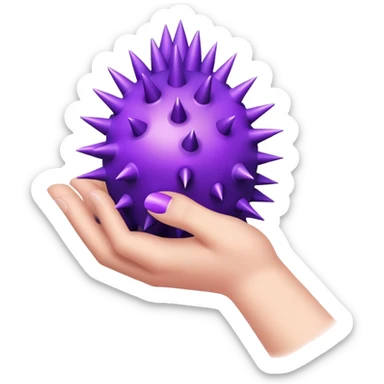 misterious spikey purple item in hand, just hand sticker