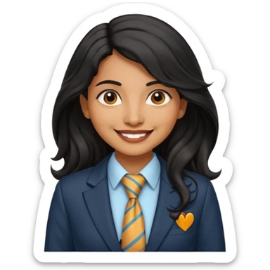 wavy long black haired indian woman with tie and blazer sticker