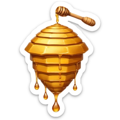 A hanging beehive dripping golden honey from its base. sticker