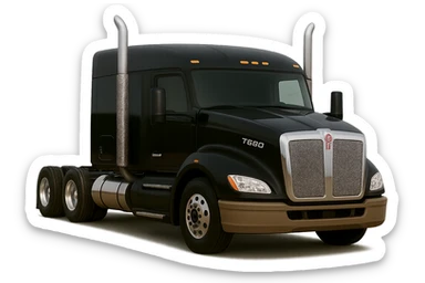 Make this 2026 Kenworth T680 Flat Top semi sleeper look exactly like a real truck photo—perfect lighting, chrome, paint reflections, no air filters, flat top sleeper cab clear, no background. sticker