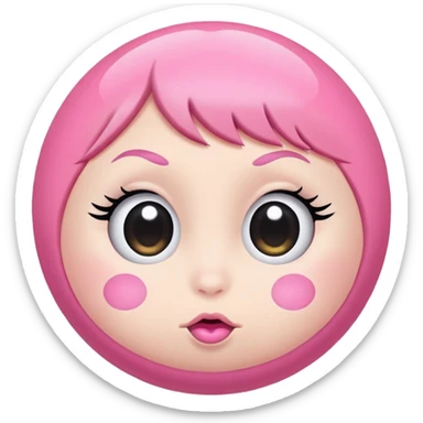 pink ball with big eyelashes and big cheeks sticker