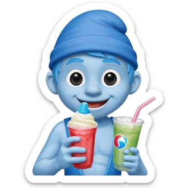 smurf drinking slurpee sticker