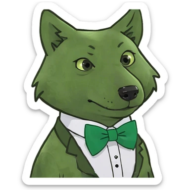 Wolf wearing a bow sticker