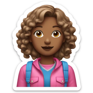 Girl with pink and blue outfit with a pink purse  sticker