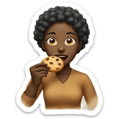 Black Woman eating a cookie sticker