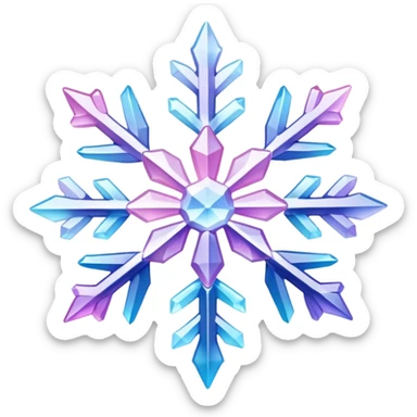 Gradient iridescent Pastel Pink violet blue white crystal snowflake  sticker
