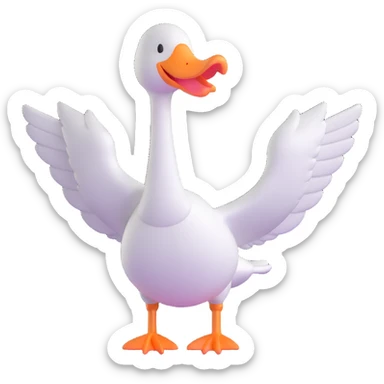 goose with wings fully extended in t pose sticker