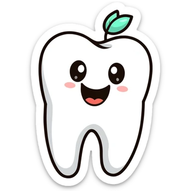 happy tooth with a healing patch sticker
