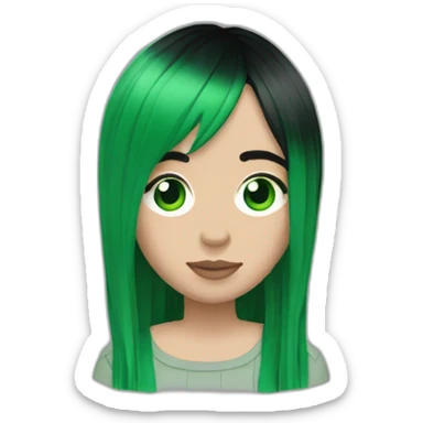 billie eilish green black hair sticker