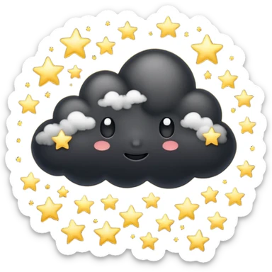Black cloud with shiny stars sticker