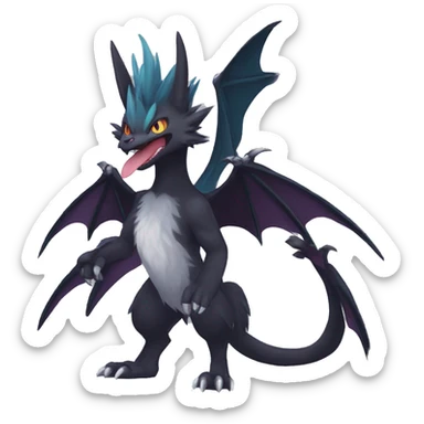 Edgy Cool Fluffy Nargacuga-Noivern-Pokémon-fusion-cat Full Body sticker