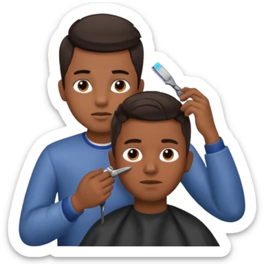 Barber cutting boys hair sticker