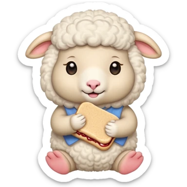 cute baby sheep eating peanut butter and jelly  sticker
