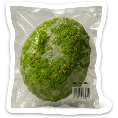 light gray rock covered with green moss and tiny multicolored flowers, shiny and inflated sticker