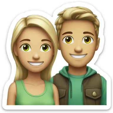 smiling girl with green eyes with boy outdoors sticker