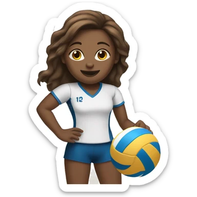 Girl with white skin and brown hair playing volleyball sticker