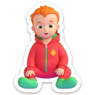 baby Jack Jack from The Incredibles with orange hair in red onesie sticker