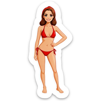 Realistic woman in bikini sticker