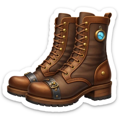 Ultra realistic mens old leather, detailed Steampunk style boots sticker
