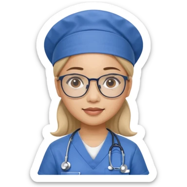 FILIPINA FEMALE NURSE WITH GLASSES, BLUE SCRUBS, AND CAP sticker