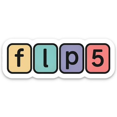 minimalistic modern clean logo with the word flip5, each letter in a separate rounded corner box resembling a slide, simple color palette, no extra decoration sticker