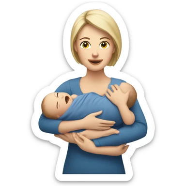 caucasian mother holding newborn baby sticker