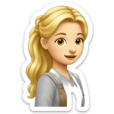 blonde girl painting in front of drawing board sticker