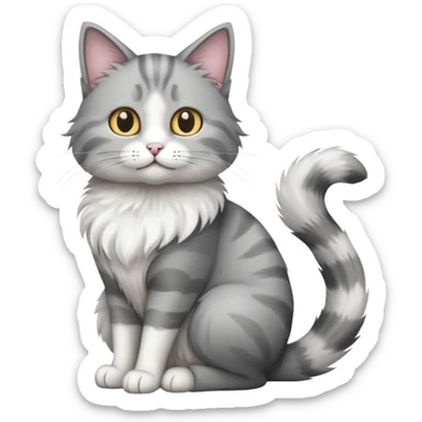 a grey and white cat sitting regally sticker