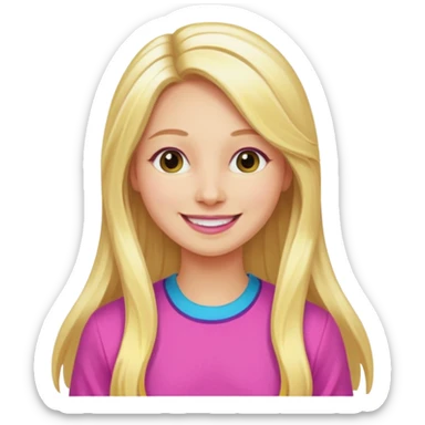 Illustrate Enid Sinclair with long blonde hair streaked with pink, colorful clothes & bright cheerful expression. sticker