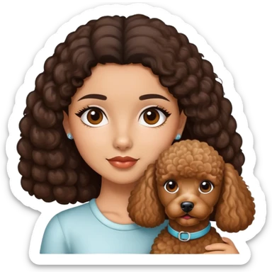 Hispanic girl morena with brown poodle sticker
