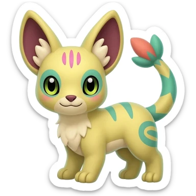 Rare realistic exotic cute epic pretty beautiful handsome gorgeous aesthetic colorful vibrant Vernid-Protogen-Primagen-Wickerbeast-species-Fakemon-creature by LiLaiRa, random markings, tufted ears, full body sticker