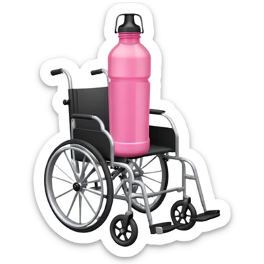 Pink water bottle sitting on a wheelchair with cars   sticker